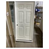 36' x 80' RH 6-Panel FG Exterior Door in Ivory