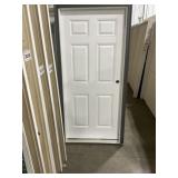 36' x 80' LH 6-Panel FG Exterior Door in White