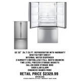 GE 33' 24.7 Cu.Ft. Refrigerator With Warranty
