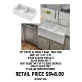 33' Fireclay Double Bowl Farm Sink