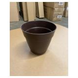 Stack of (24) 8' Newbury Round Planters in Cocoa