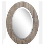 24' x 32' Oval Wood Grain Frame Mirror