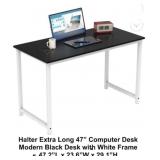 47' Halter Desk- Black Top with White Frame