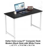 47' Halter Desk- Black Top with White Frame
