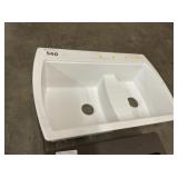 34' White Composite Double-Bowl Sink