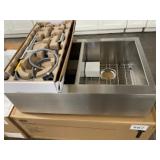 33' All-in-One Apron Mount Dbl. Bowl Sink Set