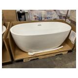 59' White Acrylic Freestanding Soaking Bathtub