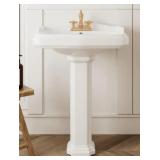 23" x 19" White Vitreous Chine Pedestal Sink