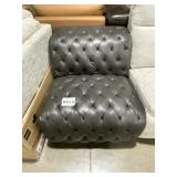 Tufted Single Seat Armless Chair in Charcoal
