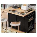 RTA Kitchen Island Cart in Black