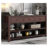 3-Drawer 2-Tier Console Table in Espresso