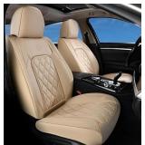 Set of (2) KVS Leather Car Seat Covers in Beige