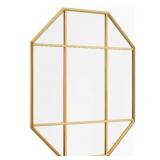 36" Metal and Glass Windowpane Mirror in Gold