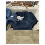 Single Seat Tufted Chair with Arms in Leah Navy
