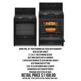 Whirlpool 30" Freestanding Gas Stove w/Warranty