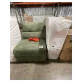 Single Seat Armless Chair in Grayson Green x 2