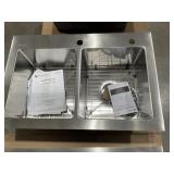 33" x 22" Glacier Bay 2 Bowl Sink Set