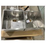 36" x 18" Glacier Bay 2 Bowl Sink Set