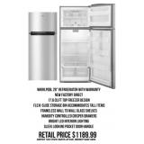 Whirlpool 28" Refrigerator With Warranty