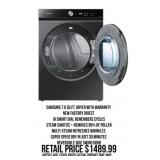 Samsung 7.6 Cu.Ft. Dryer With Warranty.