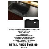 33" Quartz Composite Undermount Kitchen Sink