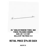 24" Kohler Modern Towel Bar x2