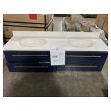 60" x 20" Double Bowl Royal Blue Bath Vanity