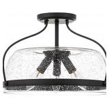 Ashley 3-Bulb Semi- Flush Mount in Black