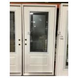 36" x 80" 3/4 View RH Exterior Door w Deco Glass
