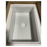 30" x 18" Fireclay Sink in White w Center Drain