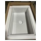 30" x 18" Fireclay Sink in White w Center Drain