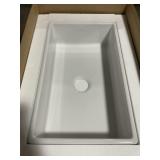 30" x 18" Fireclay Sink in White w Center Drain