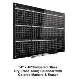 Tempered Glass Yearly Calendar Board in Black