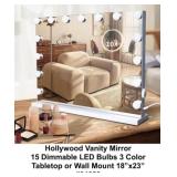 Hollywood Vanity Mirror with 15 LED Lights-White