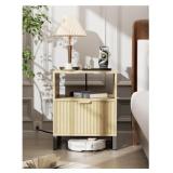 Fluted End Nightstand w Charging Station