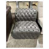 Tufted Single Seat Armless Chair in Charcoal