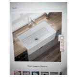 33' x 18' Fireclay Sink with Center Drain in White