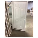 36" x 80" LH Fiberglass 6-Panel Exterior Door