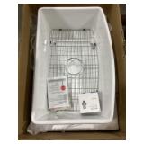 30" x 19" Single Bowl Fireclay Sink in White