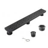 24" Linear Stainless Steel Drain in Black