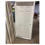 36" x 80" LH Fiberglass 6-Panel Exterior Door