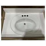 30-1/2" x 19" Single Sink Vanity Top in White