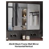 40 x 30 Black Frame Wall Mirror