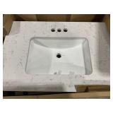 33-1/2" x 22" Single Sink Vanity Top in White/Gray