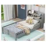 RTA Twin Size Antique Gray Bedframe with Cabinet