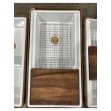 36" x 19" Single Bowl Fireclay Sink w Accessories