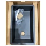 32" Undermount Single Bowl Black Granite Sink