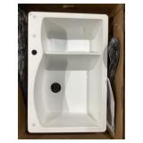 33" x 22" Dual-Mount 70/30 Dbl Bowl Sink in White