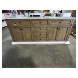 72"L Double Vanity in Golden Oak with Marble Top