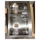 33" x 21" Farmhouse Double Bowl 60/40 SS Sink